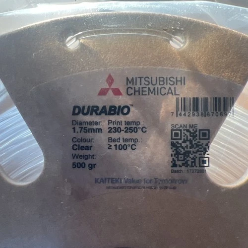 3D Printer Filament, Durabio, Clear, 1.75mm, Easy to print