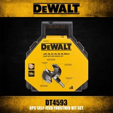DEWALT DT4593 8-Piece Self-Feed Forstner Bit Set for Woodworking