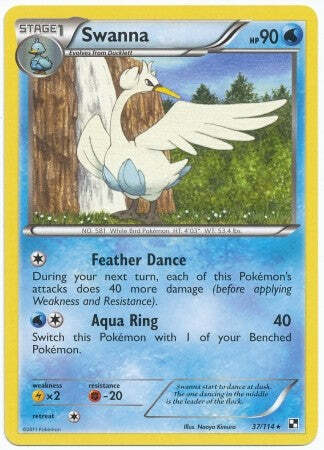 Pokemon Black & White  37/114 Swanna Rare Card
