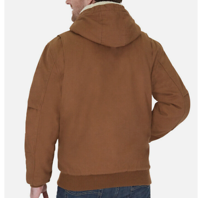 Men's LEE Workwear Bomber Jacket Sherpa Lined Hooded Canvas Men's LEE Workwear Bomber Jacket Sherpa Lined Hooded Canvas