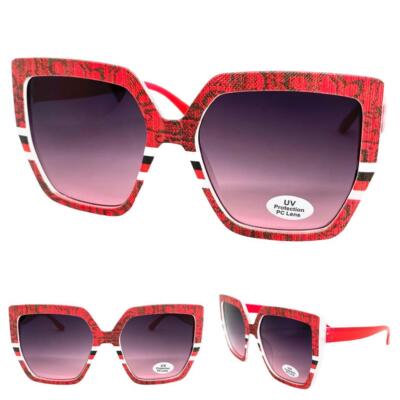 Oversized Classic Vintage Retro Style SUNGLASSES Large Square Snakeskin Frame C2