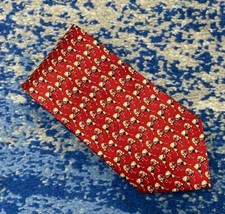 Museum Artifacts Red Blue Cream Black Hockey Players Sticks Pucks Satin Necktie 