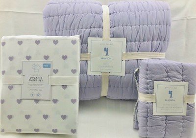 New Pottery Barn Kids Branson Twin Quilt Sham Heart Sheet Set