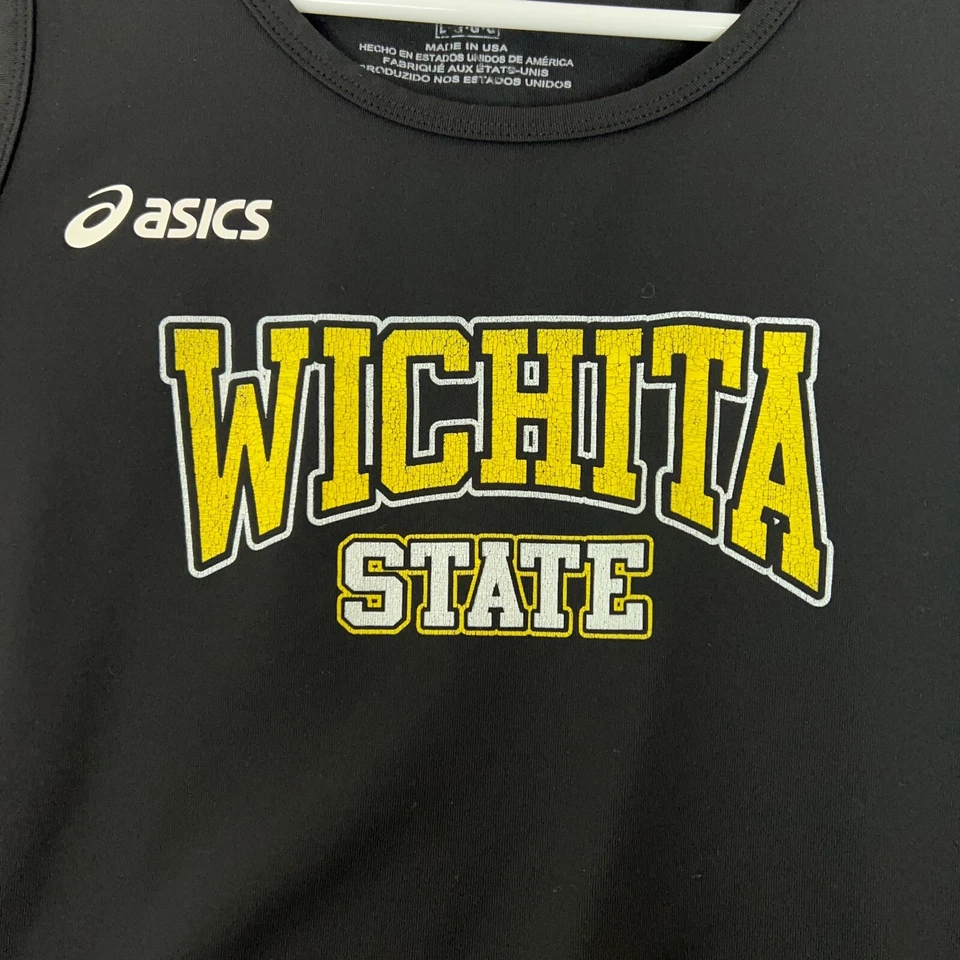 Wichita State Shockers Womens Shirt Large Asics Black Yellow Tank Top NCAA Run - Image 2 of 4