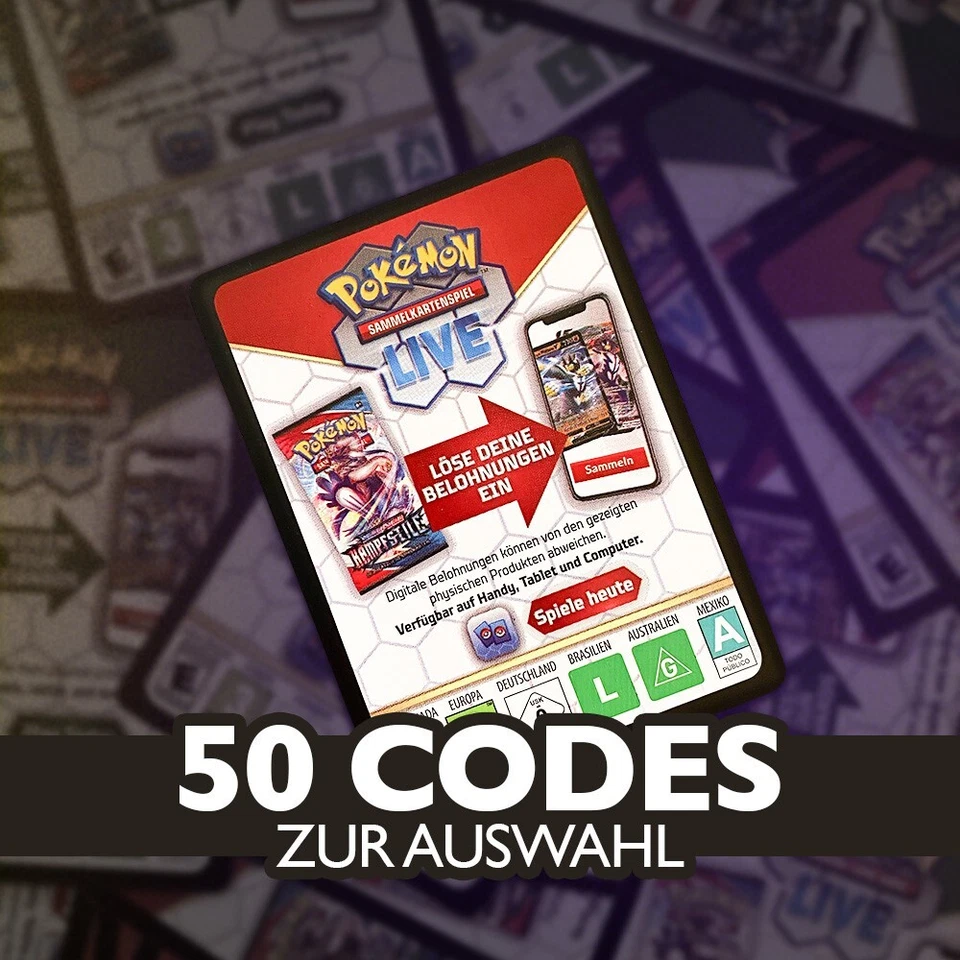 Pokemon TCG Live Online Codes - 50 Codes - Zur Auswahl - Lieferung per Mail