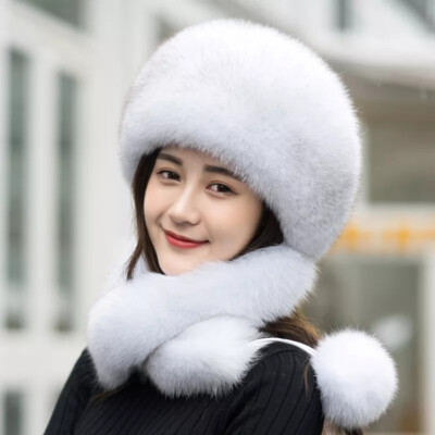 Echter Fuchspelz Hut Shapka Ushanka Ganzes Pelz Hut w Hals Schal Ohrfläche Cap