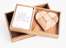 Kubiya Heart Tangram Wooden Puzzle Set Table Game in Wooden Box New