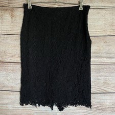 Katies Black Lace Skirt  Size 10 Women's  Knee Length Lined Pencil Wiggle