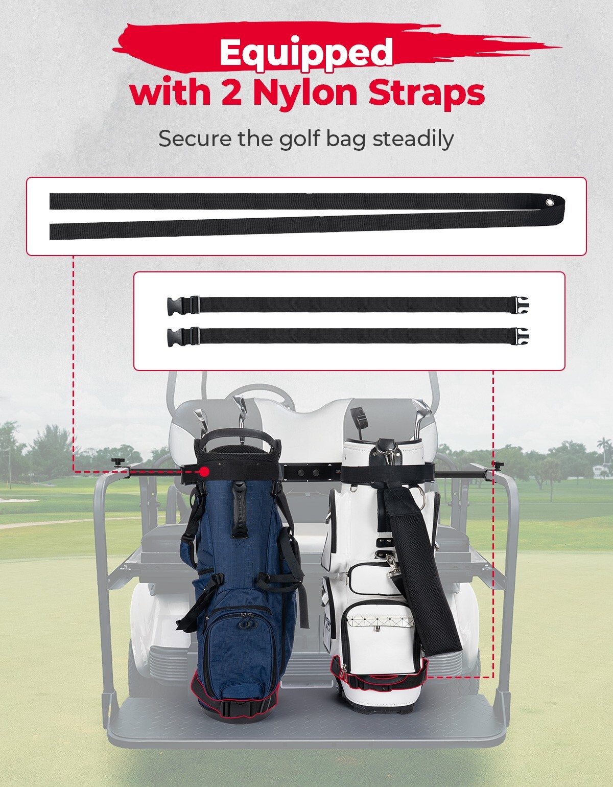 Universal Golf Bag Holder Bracket Attachment Cart for EZGO Club Car DS