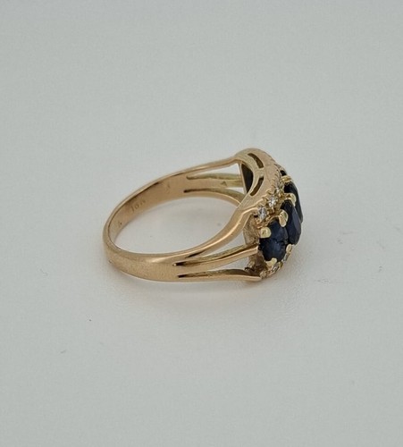 18ct Yellow Gold,Blue Natural Sapphire 0.75ct & 14 Diamonds Ring. New with Tag - Picture 2 of 2