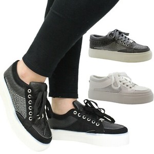 womens black diamante trainers