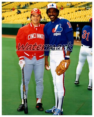 Cincinnati Reds Pete Rose Montreal Expos Andre Dawson Big O Color 8 X 10 Photo