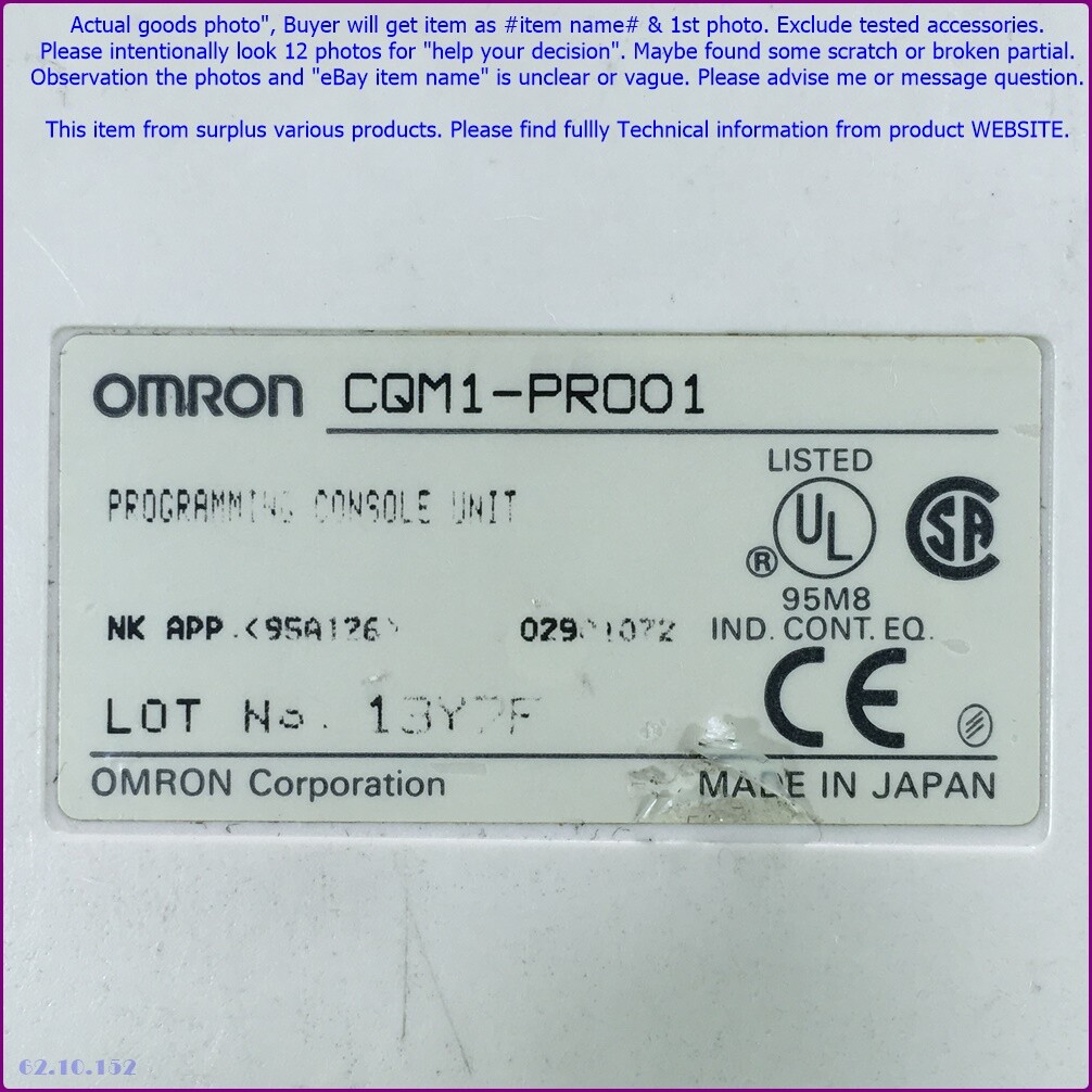 OMRON CQM1-PRO01, Programmable Consol as photo, sn:3Y7F, FTU OMRON CQM1-PRO01, Programmable Consol as photo, sn:3Y7F, FTU