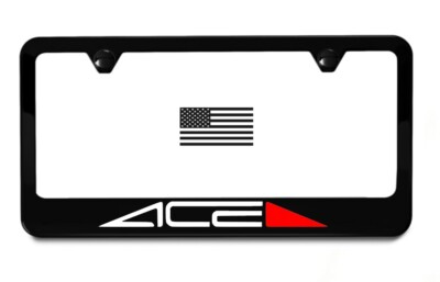 #ad Ace Alloy Wheels License Plate Frame Black Metal Street Racing Performance $24.99