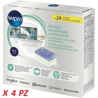 WHIRLPOOL WPRO Pastiglie detergenti lavastoviglie professionali Kit 4PZ 484010678172 WPRO