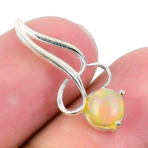 Ethiopian Opal Stone Sterling Silver Handcrafted Elegant Sister Pendant Jewelry