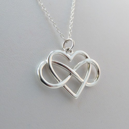 Infinity Heart Necklace - 925 Sterling Silver - Infinite Love Gift Pendant  - Picture 4 of 5