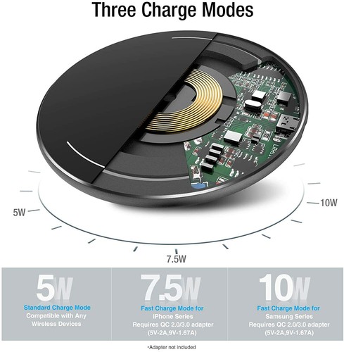 TOZO W1 Wireless Charger Aluminum Fast Charging Pad with USB-C Cable Universal - Picture 35 of 73