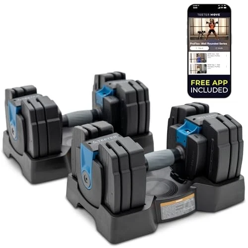 Teeter ProFlex 432 Adjustable Dumbbell Weight Set, 8 in 1 Free Weights 32lb