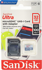 Ultra 32GB Microsdhc UHS-I Card with Adapter, Silver, Standard Packaging SDSQUN