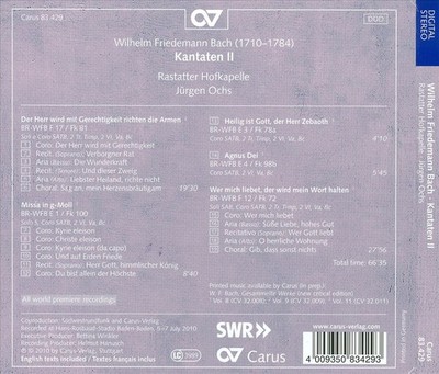 WILHELM FRIEDMANN BACH: CANTATAS, VOL. 2 NEW CD