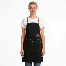 Chef Aprons for Men Women with Large Pockets, Cotton Canvas Cross Back Adjust...