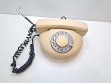 USSR Rotary Dial Telephone Vintage Old Soviet Desk Phone Round Beige Tesla
