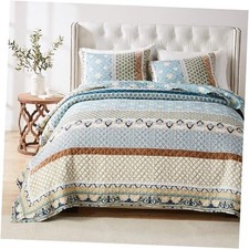 Greenland Home Thalia Quilted Bedding Set, One Set 3-Piece Full/Queen Blue