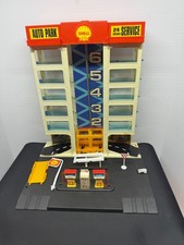 1970 s Blue Box Shell Parking Garage Gas Station Playset Hot Wheels Matchbox