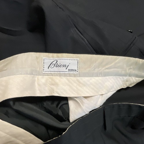 Brioni Suit Mens 42 L Black 2pc Double Breasted Pinstripe Wool Pants 38x30 Italy - Picture 12 of 14