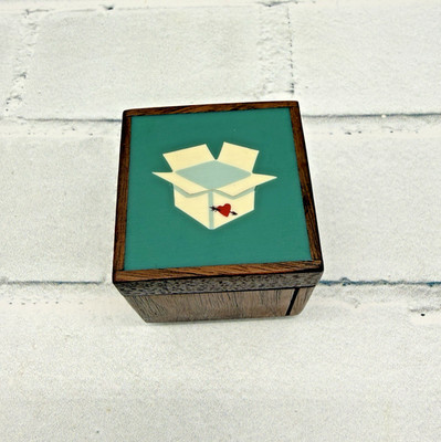 Vtg Robert McKeown Wood Stamp Box Resin Hand Crafted Trinket Love Happy Mail
