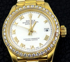 Rolex Lady Datejust 26mm OYSTER PERPETUAL 18K Gold Diamond Bezel White Dial 3