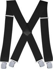 Big And Tall Suspenders For Men Heavy Duty 2" Wide .X-Shaped Black Adjustable Me