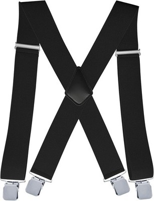 Big And Tall Suspenders For Men Heavy Duty 2'' Wide .X-Shaped Black Adjustable Me