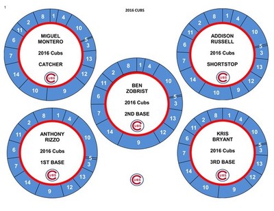 WORLD SERIES 2016 (CUBS/CLEV) Cadaco AS Baseball  (56 PRE-CUT Discs) Season Data