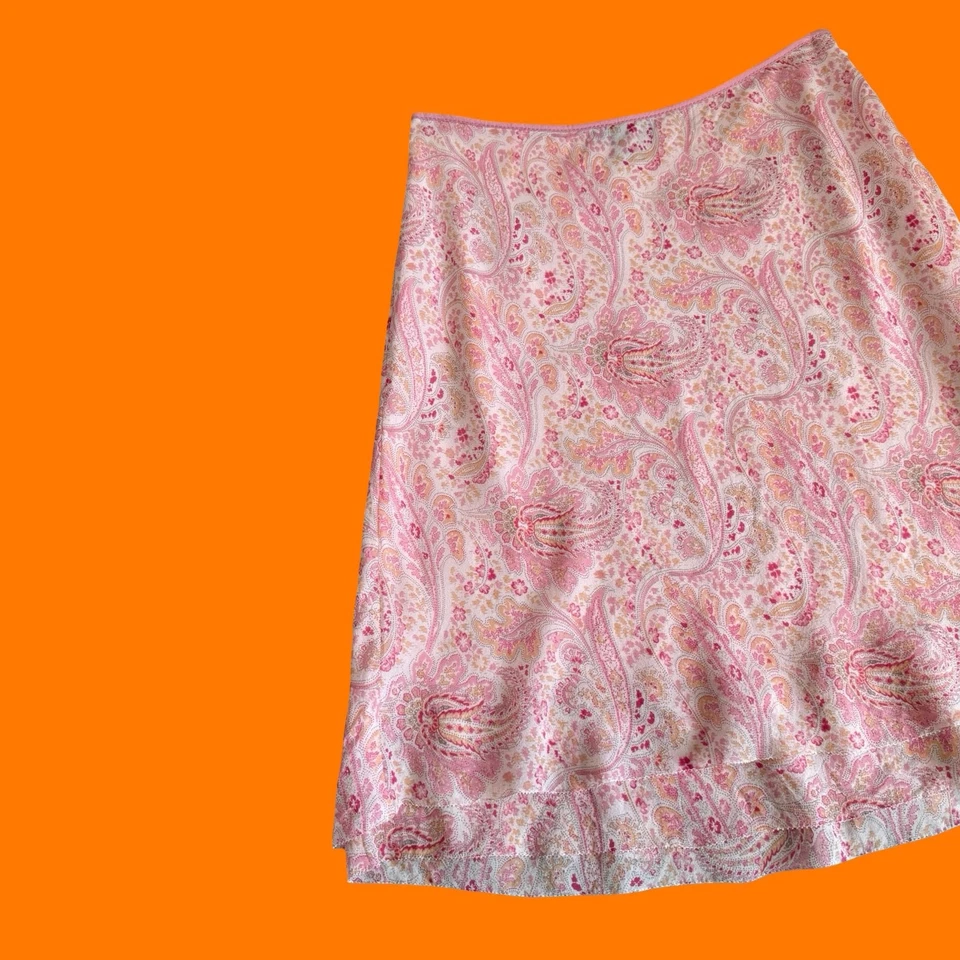 Falda vintage años 90 00 paisley floral 100% seda gasa y2k talla 4 ann Taylor Foto 3 de 4