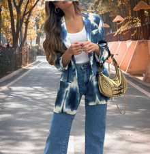 ZARA OVERSIZED SATIN EFFECT PRINTED BLAZER sz M Retail price 129