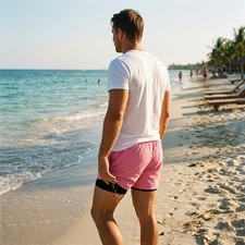 Men's Summer Swim Shorts Double Layer Breathable Casual Swimming Bottoms