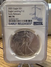 2021 American Eagle 1oz 999 Silver Coins- NGC Graded MS70 Early Releases