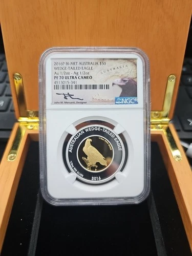 🌟 2016 Australia $50 Wedge-Tailed Eagle 1/2 oz Gold 1/2 oz Silver Coin NGC PF70
