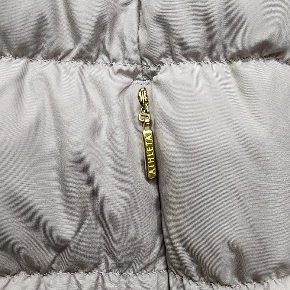 Athleta Jacket Womens XS Dusty Pink Downabout Quilted Puffer Down Asymmetric Zip - Image 3 of 4