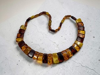 ART DECO BERNSTEIN HALSKETTE 1930er J. COLLIER 18 2 g Bernsteinschmuck Amber 珀