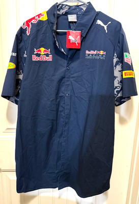 Puma Tag Heuer Red Bull Racing Team Button Up Shirt Navy Men XXL 2XL 761955 01