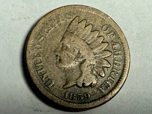 1859 copper/nickel INDIAN HEAD U.S. Cent. Good. #q2