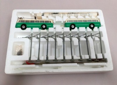 Vintage BRAWA HO Trolleybus Set Articulated Bus Overhead Wire System