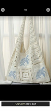 Women's Summer Beach Tote Bag - Crochet Design With Sea Turtle Pattern, Large Ca