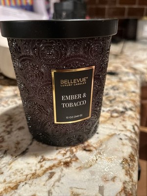 Bellevue Luxury Candle ember and tobacco 12oz Two Wick Soy Blend Candle ~NEW 