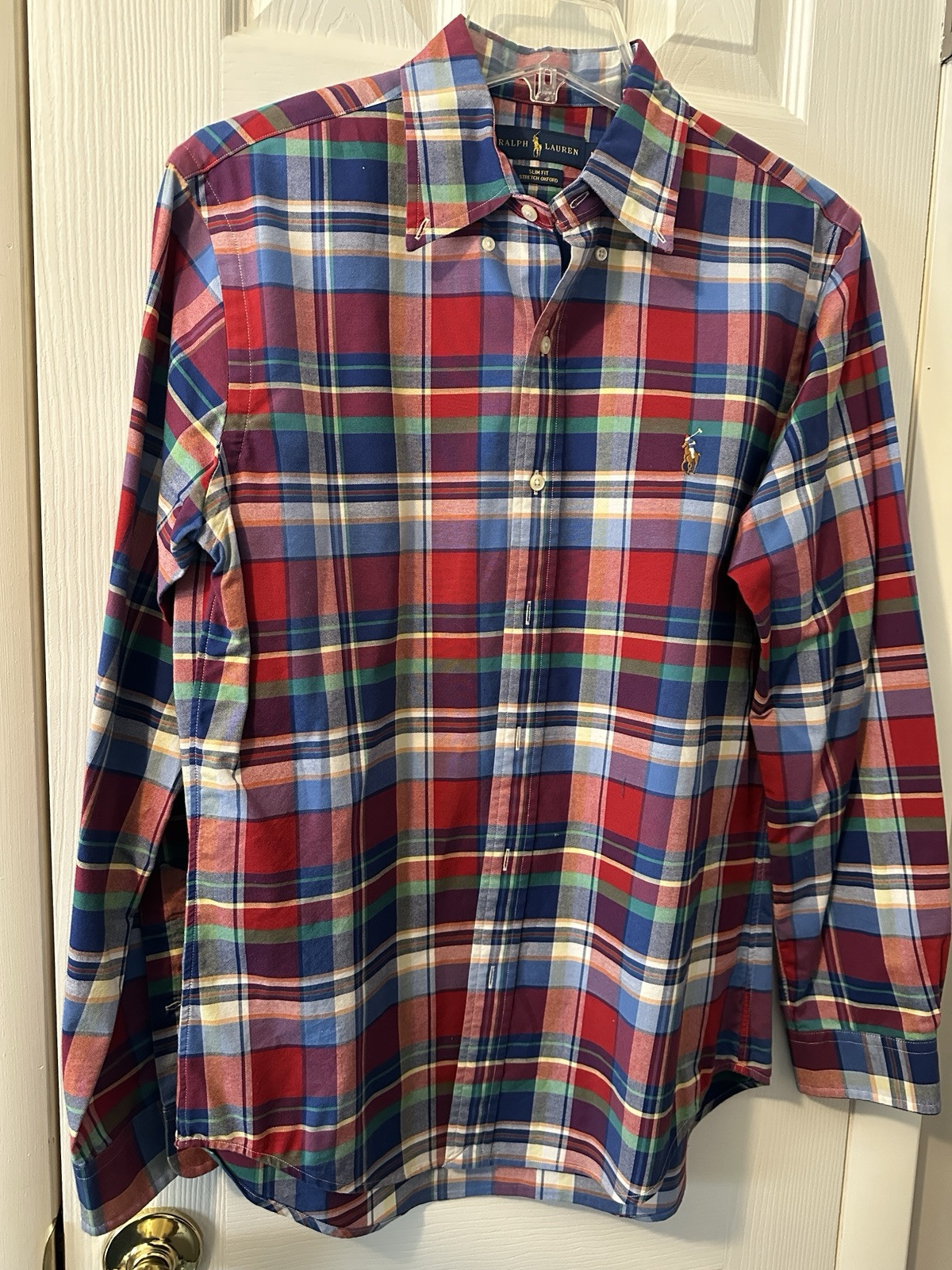 Camicia a maniche lunghe media a quadri Flesh Pony Ralph Lauren nuova senza etichette