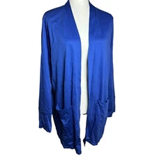 Lands End Modal Cotton Open Cardigan Sweater Cobalt Blue Size 2X NWT