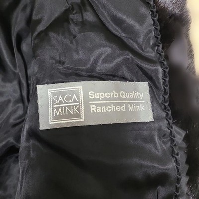 Saga Mink Superb Quality Ranched Mink Fur Coat With Case Black